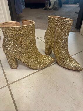 Gold Glitter Women's Ankle Boots